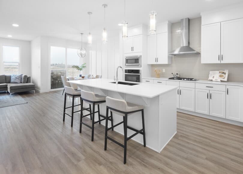 Bright white kitchen in Cypress at The Orchards by Brookfield Residential in Edmonton, AB