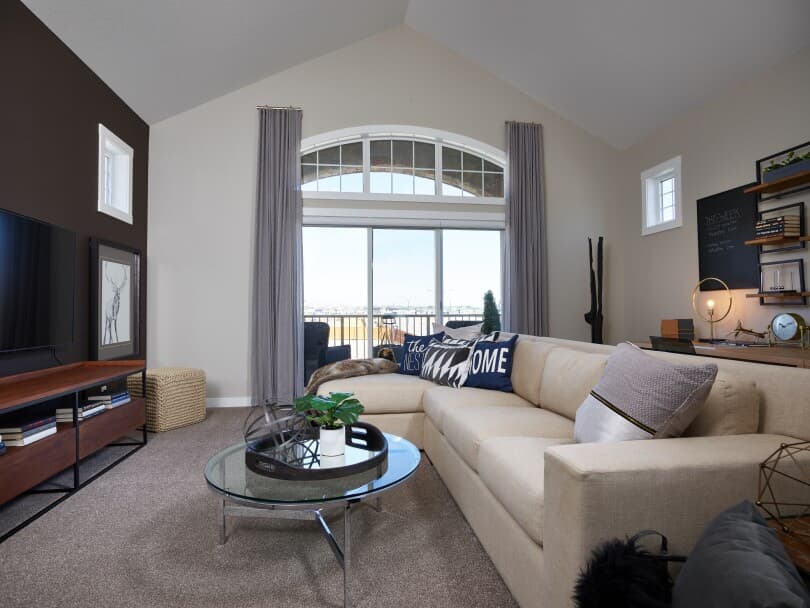Balcony off bonus room at Hudson in Chappelle Gardens in Edmonton by Brookfield Residential