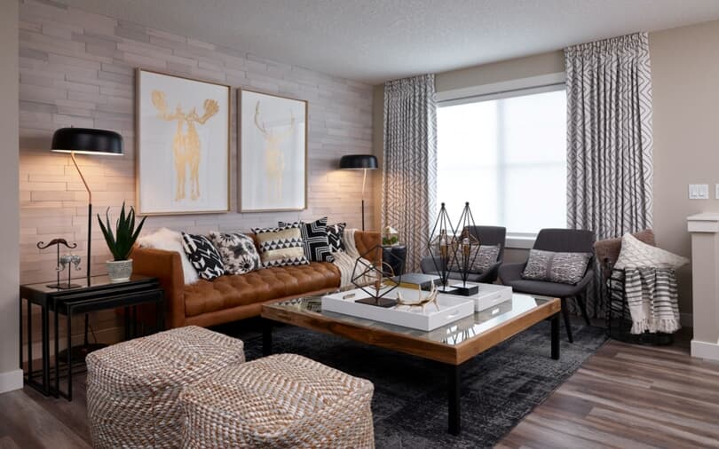 Carmine Living Room at Cranston's Riverstone | Calgary, Alberta | Brookfield Residential