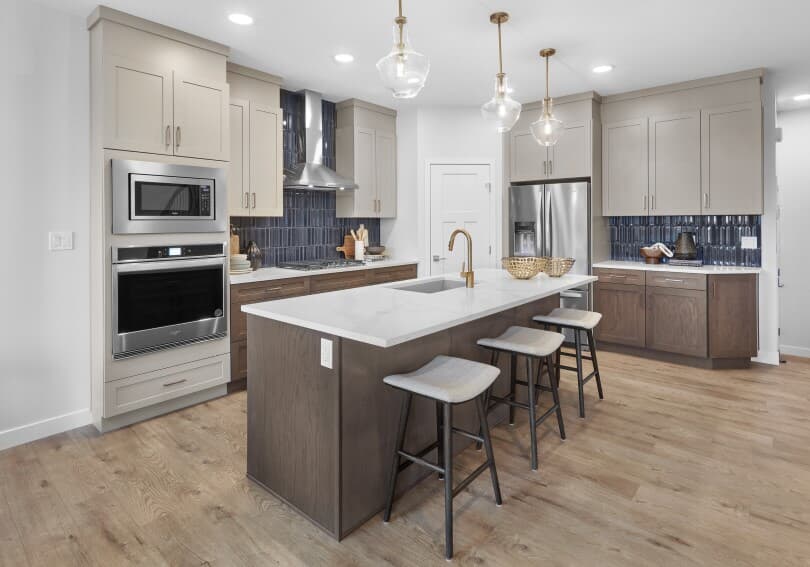 Two tone kitchen in Robson at The Orchards by Brookfield Residential in Edmonton AB
