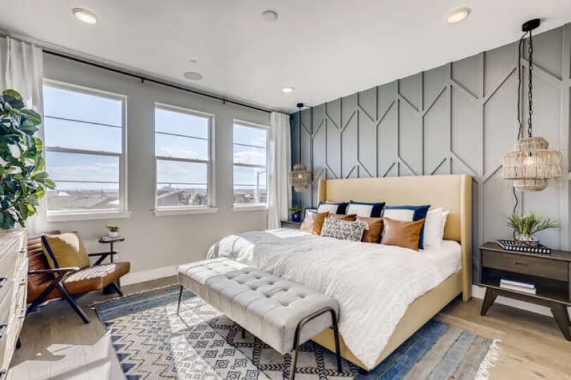 Spacious master bedroom in the Cadence Townhomes at Midtown in Denver, CO by Brookfield Residential