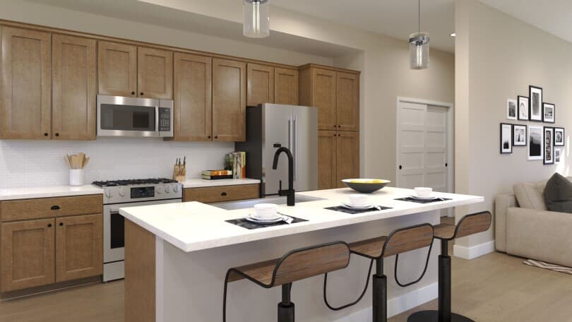 Rendering of the kitchen at Cadence 12 at Solterra in Denver, CO