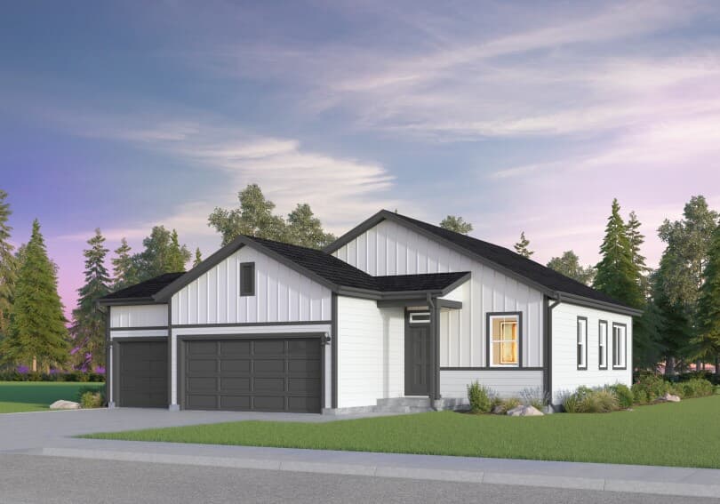 Exterior rendering of a ranch home in the Mosaic Portfolio in Denver, CO by Brookfield Residential