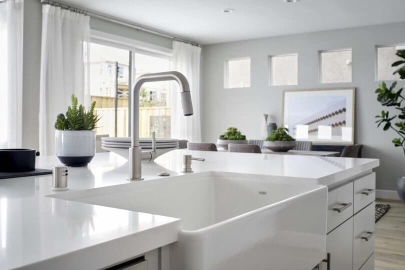 Kitchen sink in Residence 2 at Mulholland at Boulevard in Dublin CA by Brookfield Residential
