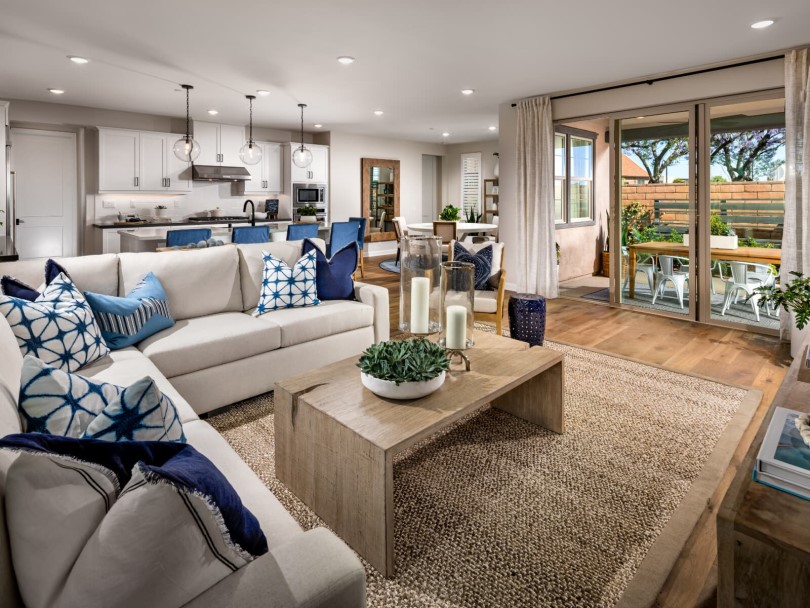 Great room in Plan 3 at Stella at The Groves in Whittier, CA by Brookfield Residential