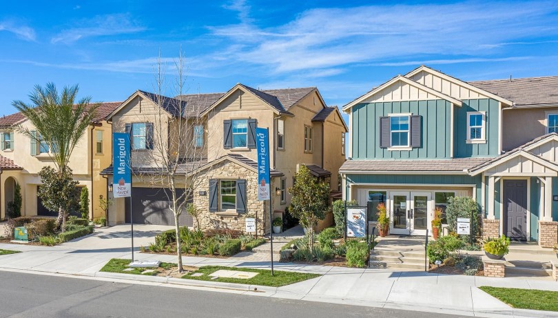 Street scene of Marigold at New Haven in Ontario Ranch, CA by Brookfield Residential