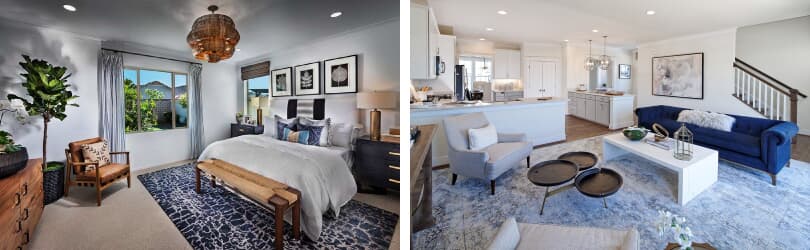 L: Master Bedroom; R: Great Room | New Homes by Brookfield Residential