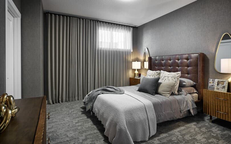 Basement bedroom in York at Rockland Park by Brookfield Residential in Calgary, AB