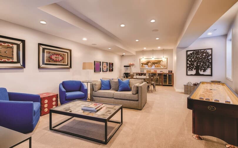 Basement game room in Signature 4 at Sterline Ranch in Denver, CO