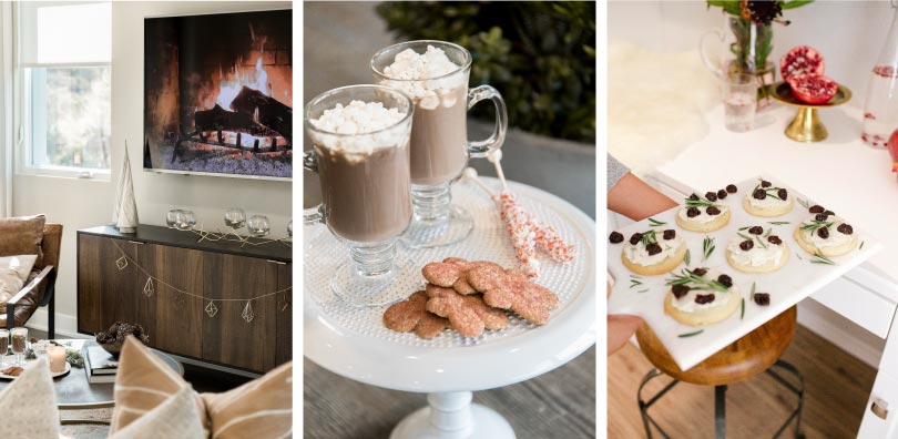 Living Room with hot chocolate and cookies | The Collection at Playa Vista | Brookfield Residential