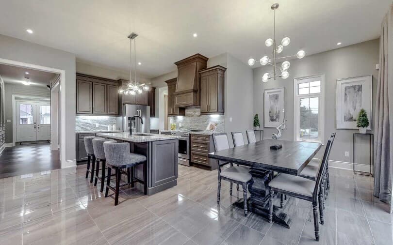 Modern kitchen in the Amethyst plan at Woodhaven in Aurora, ON by Brookfield Residential