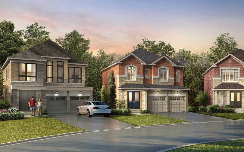 Streetscape rendering of Woodhaven in Aurora, ON by Brookfield Residential