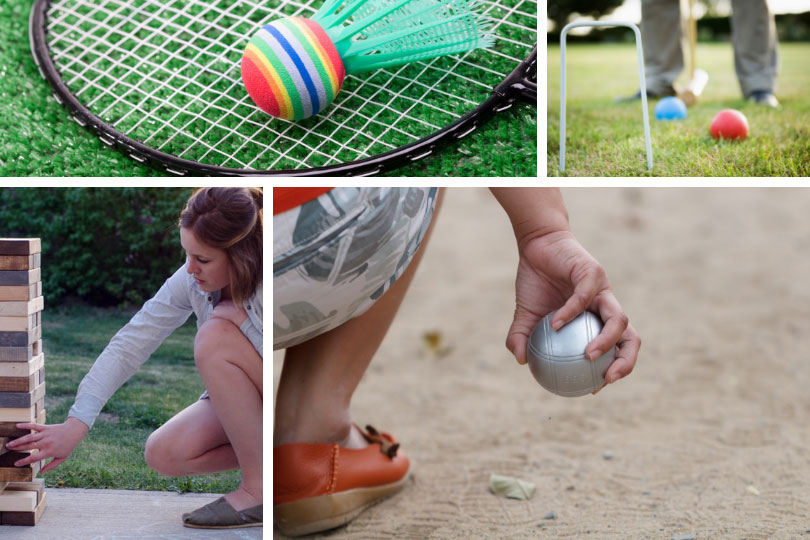 Backyard living – outdoor games: badminton, croquet, boules, Jenga DIY
