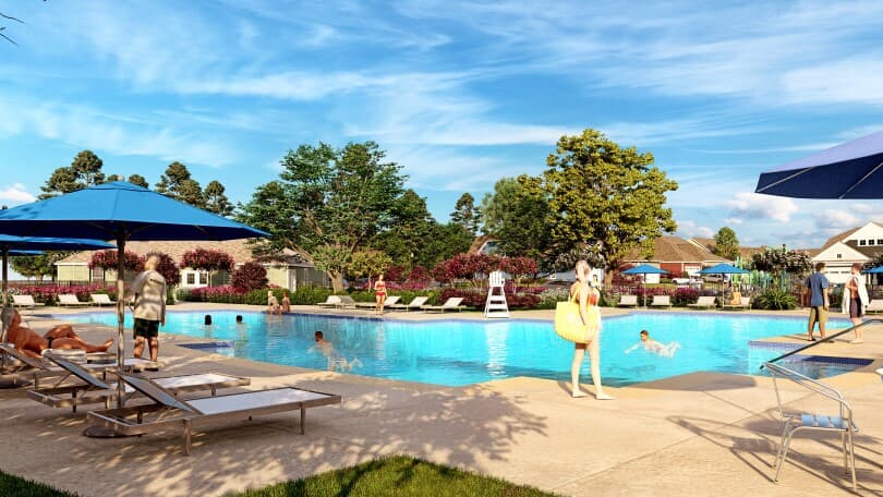 Rendering of the planned community pool at Lakeside at Trappe by Brookfield Residential