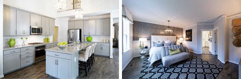 L: Torrington Kitchen; R: Torrington Bedroom | Ridgeview in Damascus, MD | Brookfield Residential
