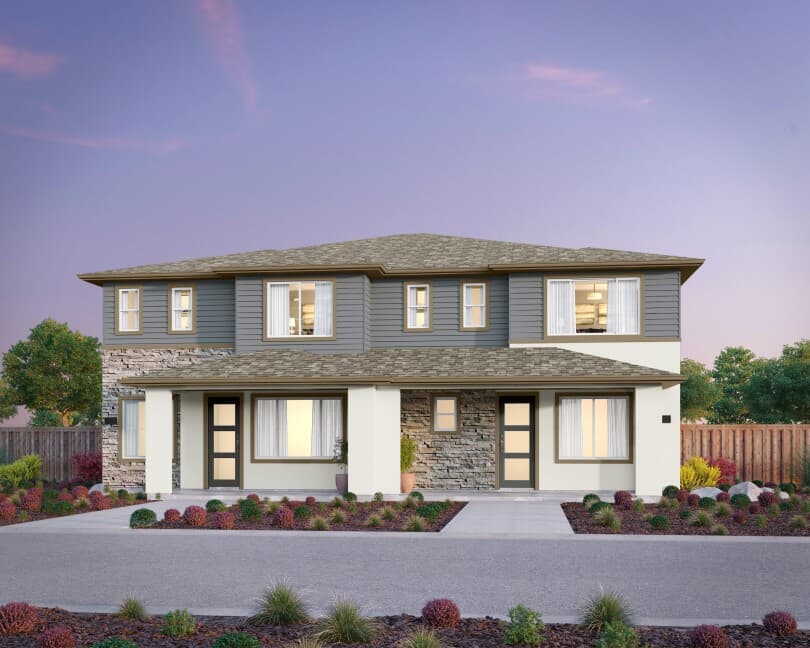 Exterior rendering of Plan D at Horizon at One Lake in Fairfield, CA