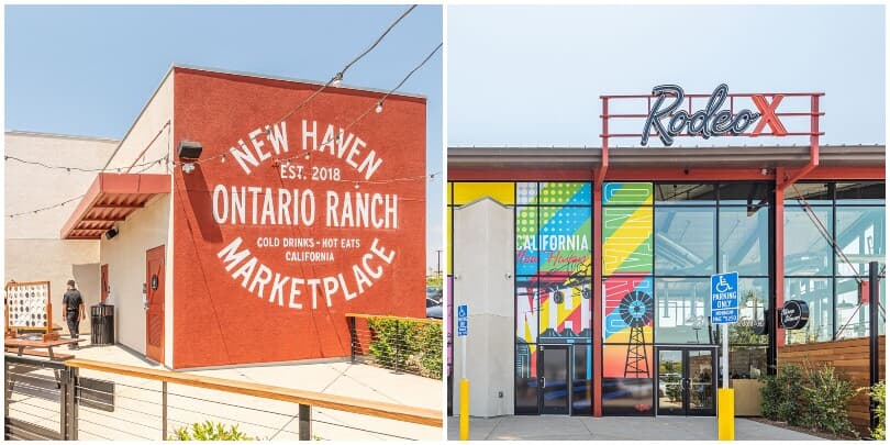 Exteriors of New Haven Marketplace and Rodeo X in Ontario Ranch, CA