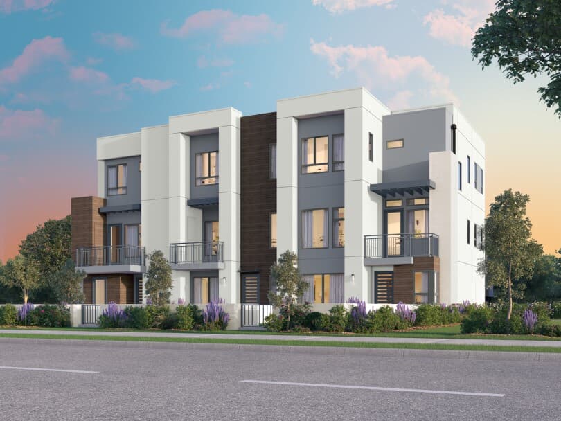 Exterior rendering of Luna at The Landing in Tustin Legacy by Brookfield Residential in Tustin, CA