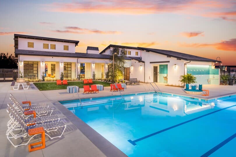 Pool and rec center at Canvas Park at New Haven in Ontario Ranch, CA