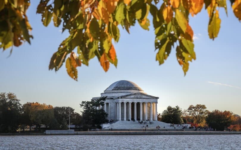 Exterior view of the Thomas Jefferson Memorial in Washington DC