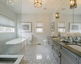 Bathroom in a model home at Woodhaven in Aurora, Ontario.